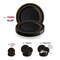 Black with Gold Edge Rim Plastic Dinner Plates - 10.25" (120 Plates)